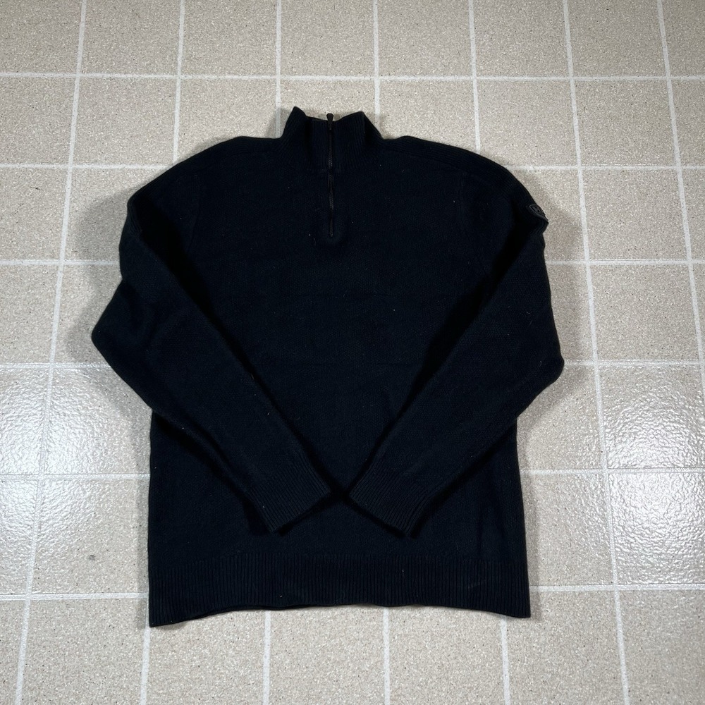 Helly Hansen Wool Black 1/4 Zip Pullover Sweater Quarter Size XL
